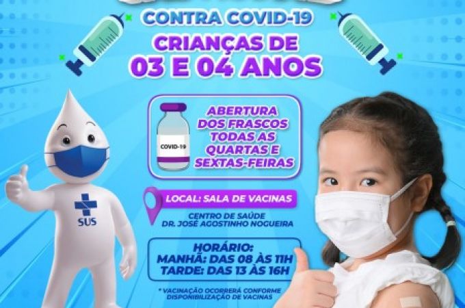VACINAÇÃO INFANTIL DE CRIANÇAS COM 03 E 04 ANOS CONTRA COVID-19