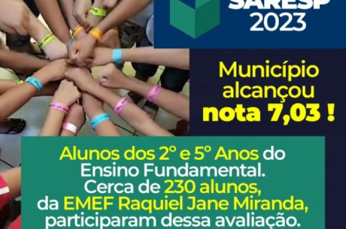 EDUCAÇÃO DE PAULICÉIA COMEMORA ÓTIMOS RESULTADOS NO SARESP 2023